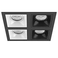 Светильник точечный Domino Quadro D54706060707 Lightstar чёрный белый 4 лампы, основание чёрное в стиле современный хай-тек 