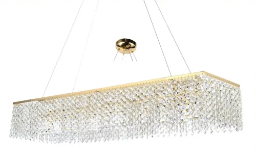 Люстра подвесная хрустальная Milano E 1.5.120X30.102 G Arti Lampadari прозрачная на 10 ламп, основание золотое в стиле классический 