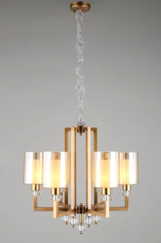 Люстра подвесная Maranello OML-80003-06 Omnilux прозрачная на 6 ламп, основание золотое в стиле классический  фото 2