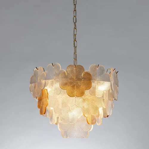 Люстра подвесная Mallika A4077LM-6GO Arte Lamp янтарная прозрачная на 6 ламп, основание золотое в стиле современный флористика  фото 2