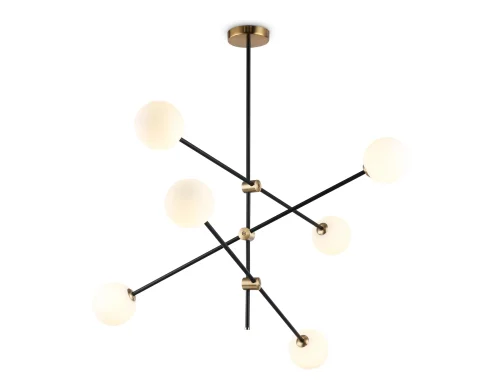 Люстра потолочная TR2515 Ambrella light белая на 6 ламп, основание латунь в стиле современный 