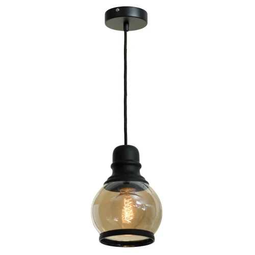 Светильник подвесной лофт LSP-9689 Lussole янтарный 1 лампа, основание чёрное в стиле лофт  фото 2