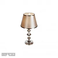 Настольная лампа Brooklyn T2401-1 Nickel iLamp коричневая 1 лампа, основание никель металл в стиле современный американский 
