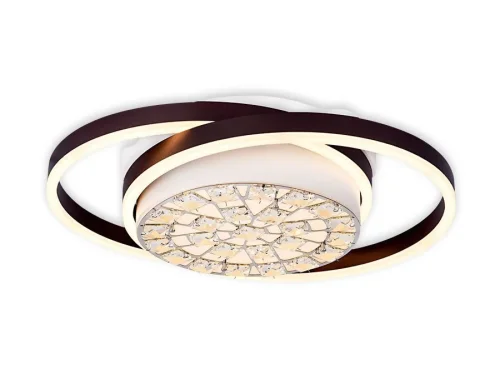 Люстра потолочная LED с пультом FA149 Ambrella light коричневая на 1 лампа, основание коричневое в стиле хай-тек с пультом кольца фото 2