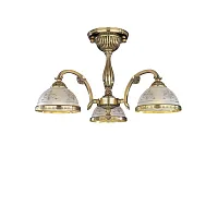 Люстра потолочная  PL 6122/3 Reccagni Angelo белая прозрачная на 3 лампы, основание золотое в стиле классический 