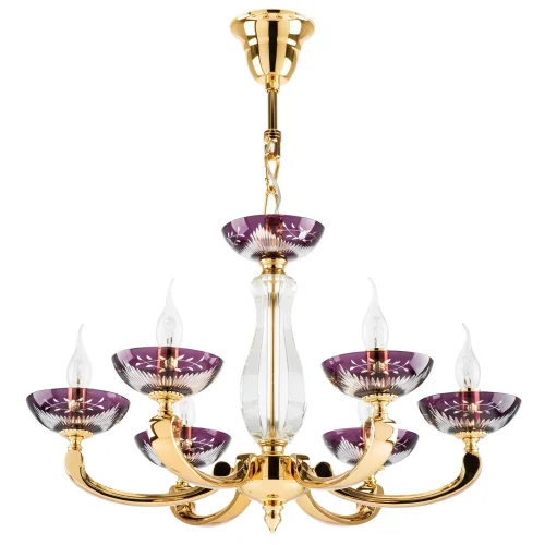 Люстра подвесная Barcato 697062 Osgona без плафона фиолетовая на 6 ламп, основание золотое в стиле арт-деко 