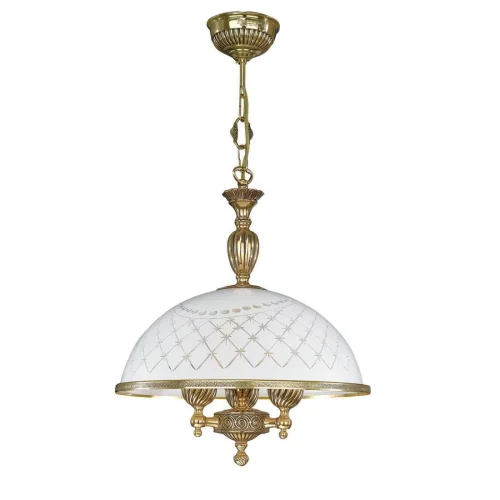 Люстра подвесная  L 7102/38 Reccagni Angelo белая на 3 лампы, основание золотое в стиле классический 