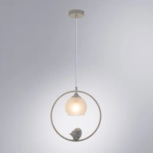 Светильник подвесной Gemelli A2150SP-1WG Arte Lamp белый 1 лампа, основание белое патина в стиле классический прованс птички фото 2