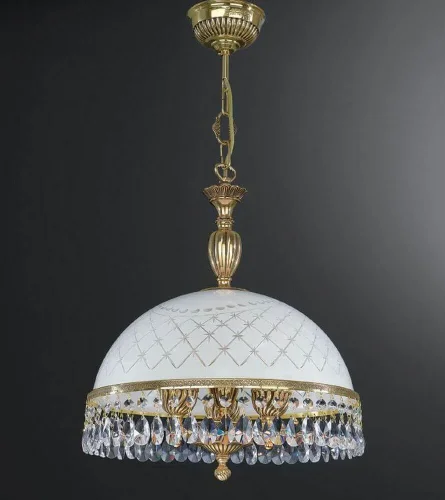 Люстра подвесная  L 7100/38 Reccagni Angelo белая на 3 лампы, основание золотое в стиле классический 