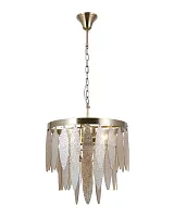 Люстра подвесная Souls V10782-4P Moderli прозрачная на 4 лампы, основание золотое в стиле классический современный 
