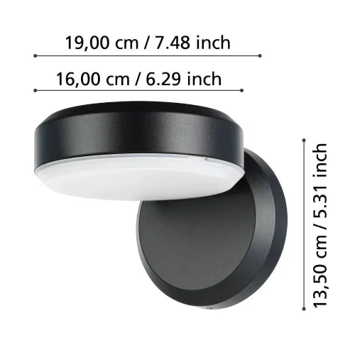 Настенный светильник LED Fornaci 900673 Eglo уличный IP54 чёрный 1 лампа, плафон чёрный в стиле минимализм современный LED фото 2