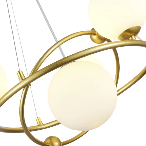 Люстра подвесная Artu SLE2210-203-04 Evoluce белая на 4 лампы, основание золотое в стиле современный молекула шар фото 3