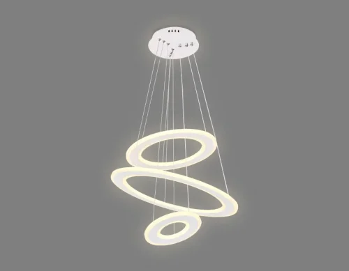 Люстра подвесная LED с пультом Original FA432 Ambrella light белая на 1 лампа, основание белое в стиле современный хай-тек с пультом кольца фото 7