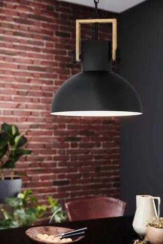 Светильник подвесной лофт Lubenham 43162 Eglo чёрный 1 лампа, основание коричневое чёрное в стиле кантри лофт  фото 2