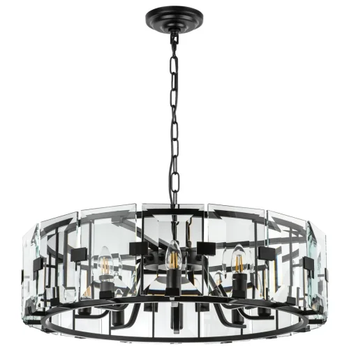 Люстра подвесная Novara 713287 Lightstar прозрачная на 8 ламп, основание чёрное в стиле классический арт-деко современный 