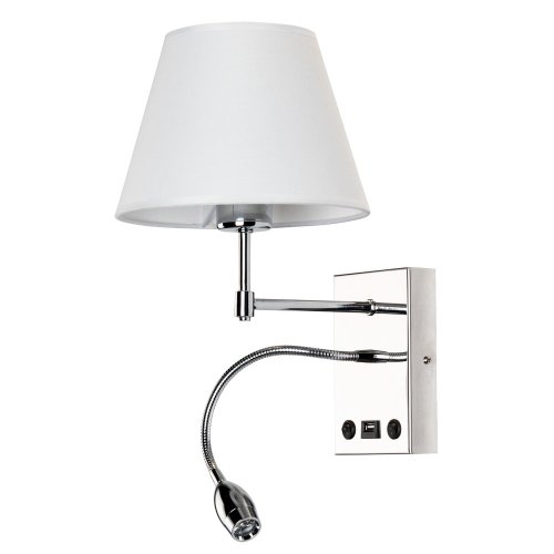 Бра Elba A2581AP-2CC Arte Lamp белый на 1 лампа, основание хром в стиле современный гибкая ножка
