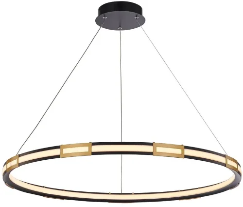 Люстра подвесная LED Rota 4131-1P Favourite чёрная золотая на 1 лампа, основание чёрное в стиле современный кольца