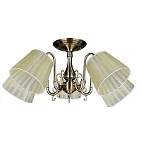 Люстра потолочная Leonessa OML-29117-05 Omnilux бежевая на 5 ламп, основание бронзовое в стиле классический 
