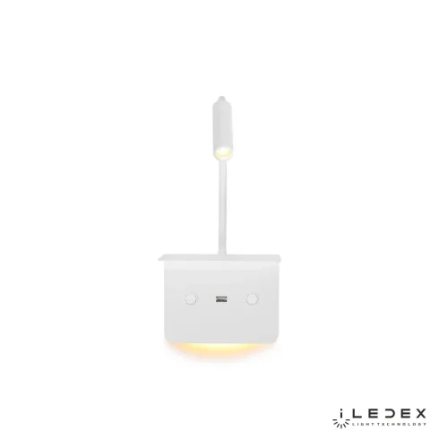 Бра с выключателем LED с usb Support 7031C WH iLedex белый на 1 лампа, основание белое в стиле хай-тек современный для чтения гибкая ножка фото 2