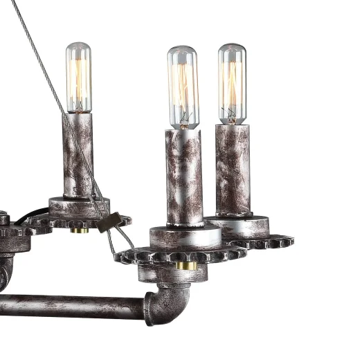 Люстра подвесная лофт LSP-9378 Lussole без плафона на 8 ламп, основание коричневое серое в стиле лофт  фото 4
