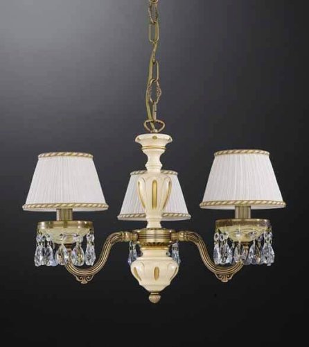 Люстра подвесная  L 6606/3 Reccagni Angelo белая жёлтая на 3 лампы, основание античное бронза в стиле классика кантри 