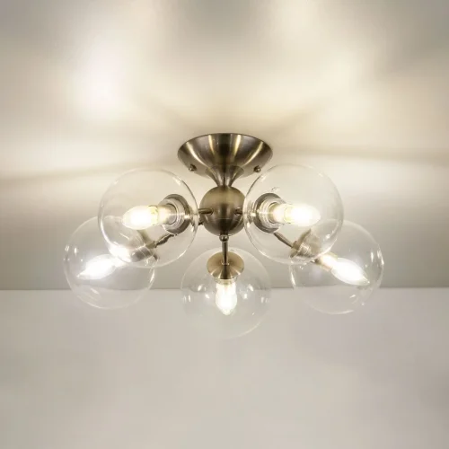 Люстра потолочная Томми CL102151 Citilux прозрачная на 5 ламп, основание хром в стиле современный шар фото 2