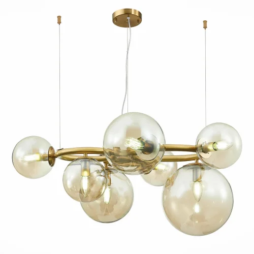 Люстра подвесная Gorizia SL1162.303.07 ST-Luce янтарная на 7 ламп, основание латунь в стиле современный шар фото 2