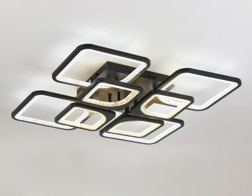 Люстра потолочная LED с пультом FA4424 Ambrella light чёрная на 1 лампа, основание чёрное в стиле современный хай-тек с пультом квадраты фото 4