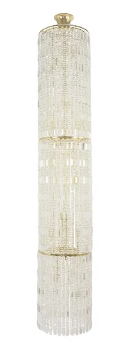 Люстра хрустальная каскадная столб Belluno E 1.9.45.200 G Dio D'Arte без плафона на 20 ламп, основание золотое в стиле классика 