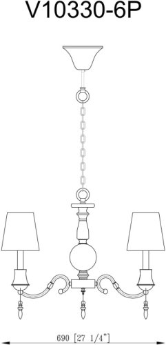 Люстра подвесная Bingo V10330-6P Moderli белая на 6 ламп, основание хром в стиле классический  фото 2