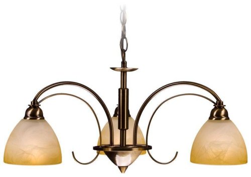 Люстра подвесная  353-513-03 Velante бежевая на 3 лампы, основание медь в стиле классический 