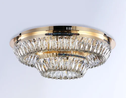Люстра потолочная LED TR5031 Ambrella light прозрачная на 1 лампа, основание золотое в стиле классический современный  фото 8