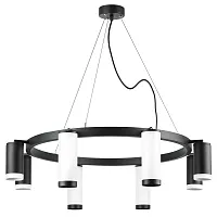 Люстра подвесная Rullo LR01886437467 Lightstar чёрная белая на 8 ламп, основание чёрное в стиле хай-тек 
