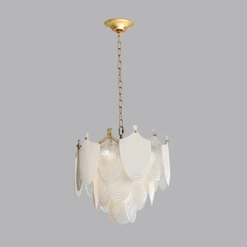 Люстра подвесная Porcela 5051/11 Odeon Light прозрачная белая на 11 ламп, основание золотое в стиле современный флористика  фото 4