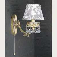 Бра с выключателем A 7133/1  Reccagni Angelo белый 1 лампа, основание золотое в стиле классический 