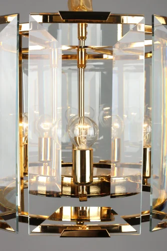 Люстра подвесная хрустальная Noventa OML-81503-06 Omnilux прозрачная на 6 ламп, основание золотое в стиле классический  фото 5