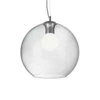 Светильник подвесной NEMO SP1 D40 TRASPARENTE Ideal Lux серый прозрачный 1 лампа, основание хром в стиле современный шар