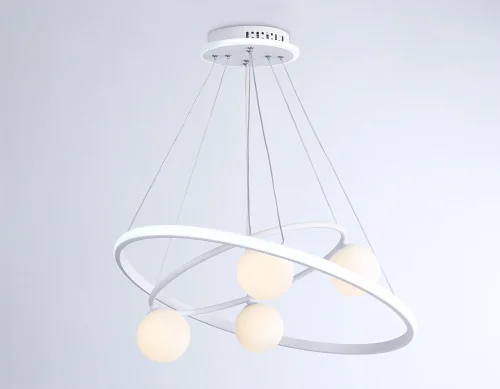 Люстра подвесная LED с пультом FL66321 Ambrella light белая на 1 лампа, основание белое в стиле современный хай-тек с пультом фото 4