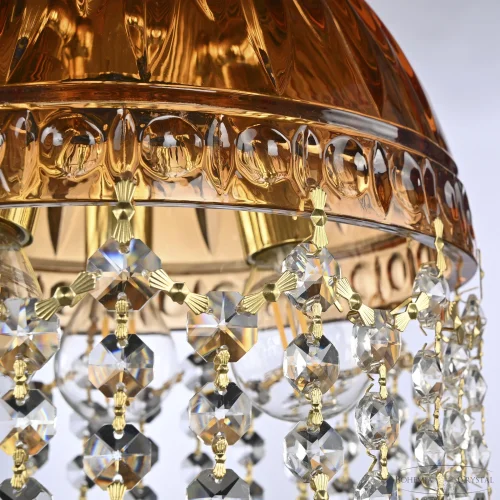 Светильник подвесной 5478/22 G Amber/M-1G Leafs Bohemia Ivele Crystal янтарный 3 лампы, основание прозрачное золотое в стиле классический leafs фото 5