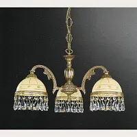 Люстра подвесная  L 7103/3 Reccagni Angelo бежевая на 3 лампы, основание золотое в стиле классический 