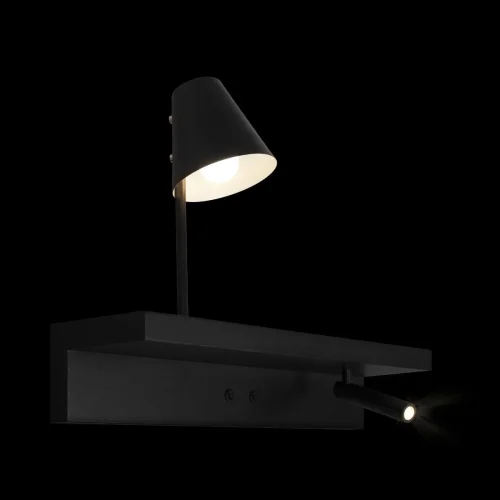 Бра с выключателем Shelf 10216/2W Black LOFT IT чёрный на 1 лампа, основание чёрное в стиле современный с полкой для чтения фото 6