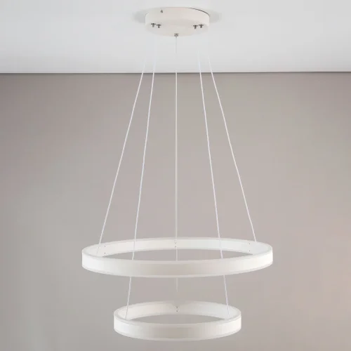 Светильник подвесной LED с пультом Дуэт CL719640 Citilux белый 1 лампа, основание белое в стиле современный минимализм кольца с пультом фото 2