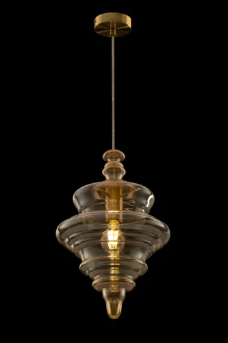 Светильник подвесной Trottola P057PL-01BS Maytoni янтарный 1 лампа, основание латунь в стиле современный выдувное фото 2