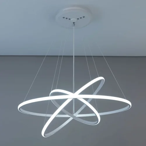 Люстра подвесная LED с пультом Неон Смарт CL731A090E Citilux белая на 1 лампа, основание белое в стиле современный с пультом кольца фото 6