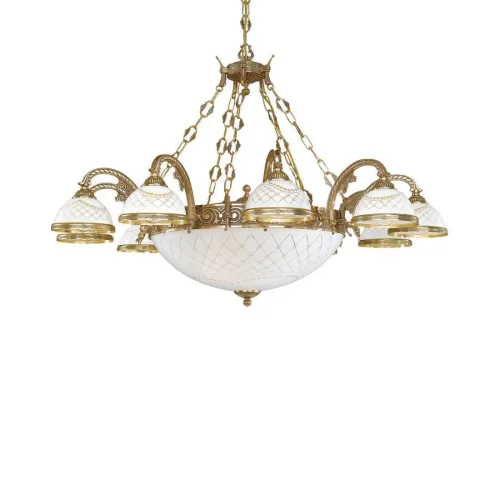Люстра подвесная  L 7102/10+4 Reccagni Angelo белая на 14 ламп, основание золотое в стиле классический 