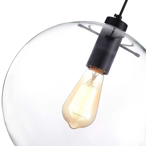 Светильник подвесной Noor SL1056.413.01 ST-Luce прозрачный 1 лампа, основание чёрное в стиле современный шар фото 2