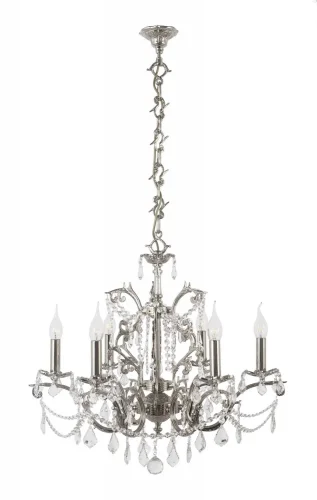 Люстра хрустальная подвесная Forli E 1.1.6.400 N Dio D'Arte без плафона на 6 ламп, основание никель серое в стиле классика 