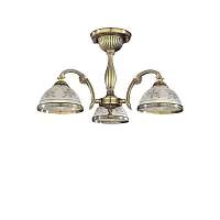 Люстра потолочная  PL 6022/3 Reccagni Angelo прозрачная белая на 3 лампы, основание античное бронза в стиле классический 