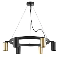 Люстра подвесная Rullo LR016403373 Lightstar золотая чёрная на 6 ламп, основание чёрное в стиле хай-тек 