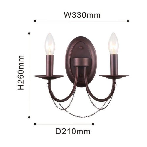 Бра Plini 2590-2W F-promo без плафона на 2 лампы, основание коричневое в стиле замковый  фото 2